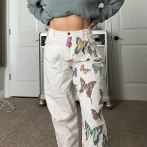 Butterfly mom jeans